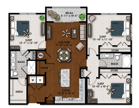 a floor plan of a house with a bedroom and a living room